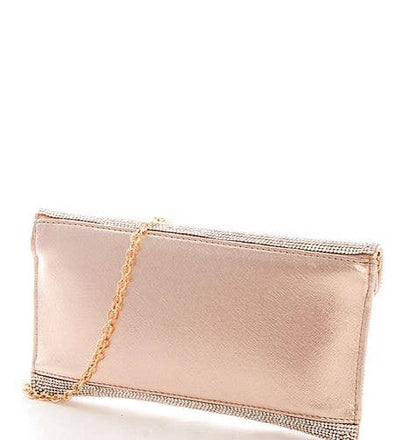Rhinestone Embellished Envelope Clutch: Gold