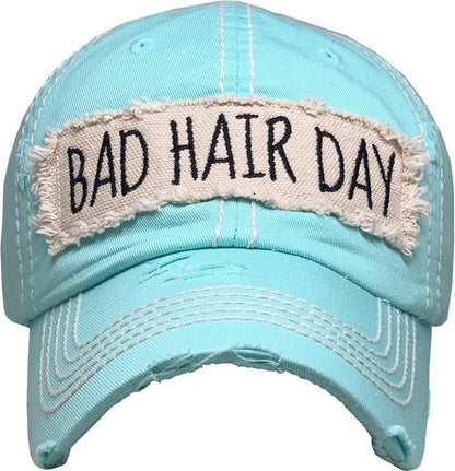 KBV1073 'BAD HAIR DAY' Distressed Cotton Cap: Camoflauge