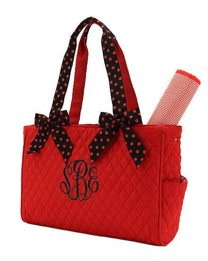Quilted Solid Diaper Bag: RDBK