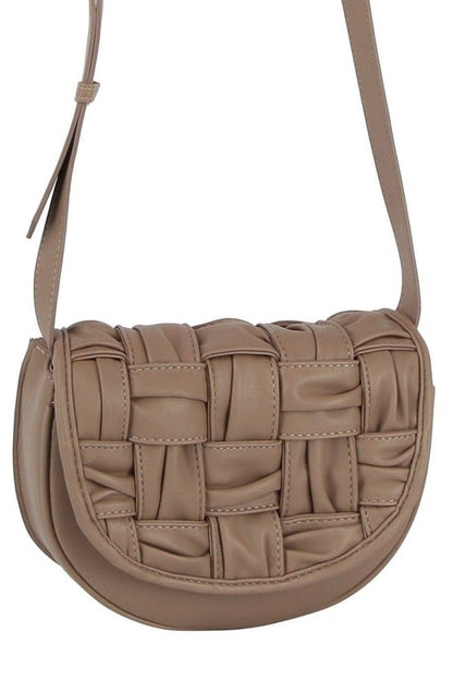 Yasmin Woven Leather Women's Crossbody Bag: Gray