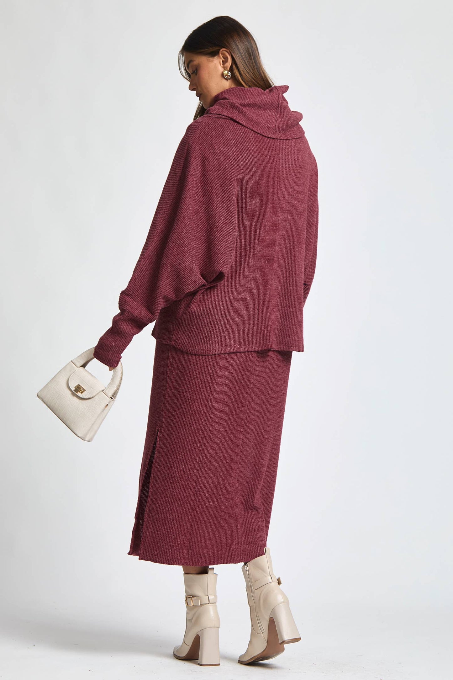 2 Piece Cozy Thermal Layered Set: Wine / M