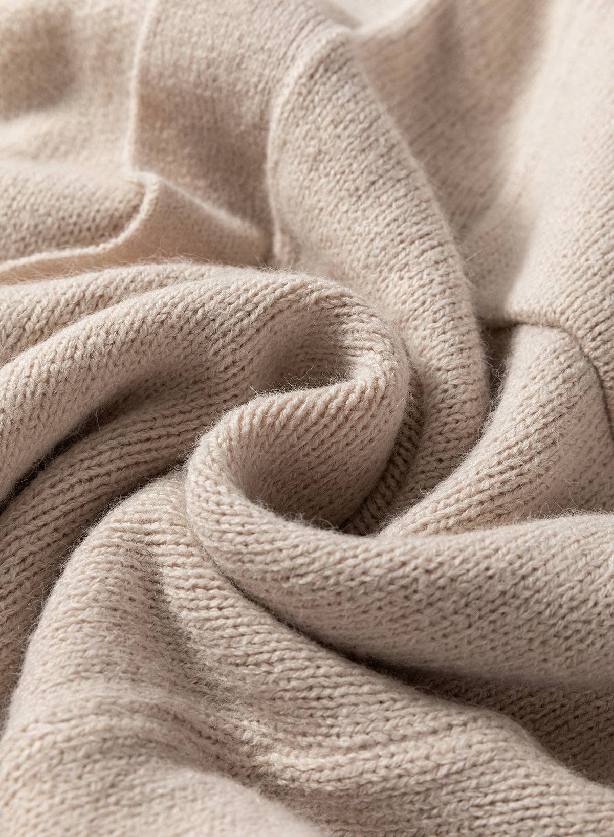 Open Front Pocketed Long Cardigan: Beige / S