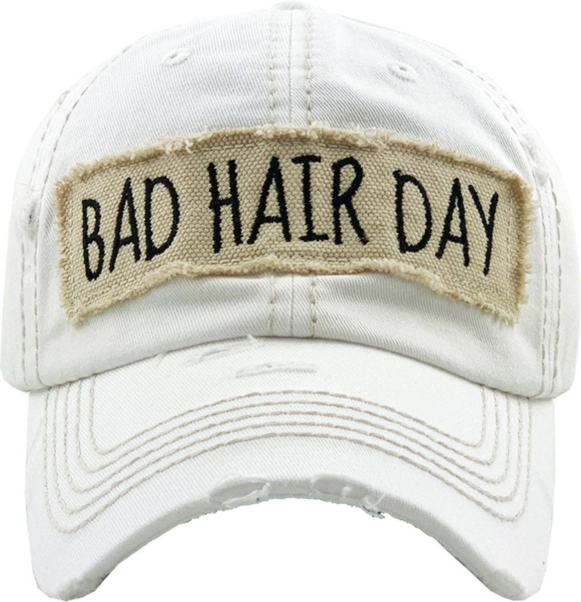KBV1073 'BAD HAIR DAY' Distressed Cotton Cap: Camoflauge
