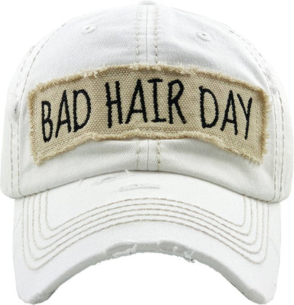 KBV1073 'BAD HAIR DAY' Distressed Cotton Cap: Camoflauge