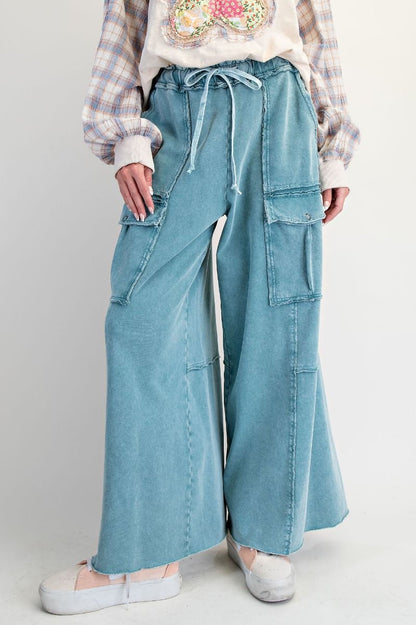 Wide Leg Pants Faded Teal