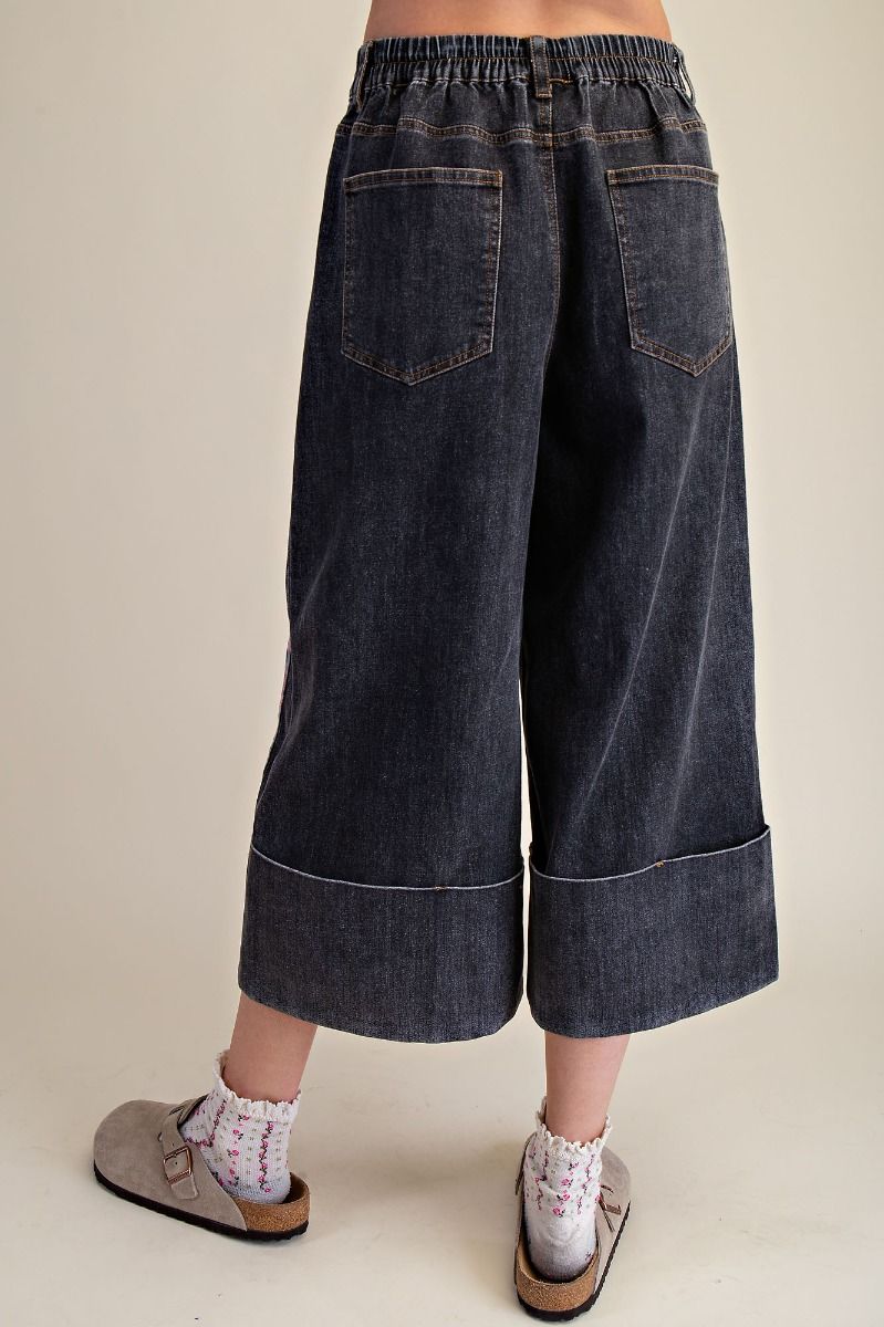 Patchwork Wide Leg Denim Pants