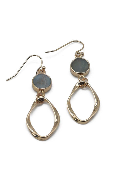 Semi Precious Stone Dangle Earrings: Turquoise