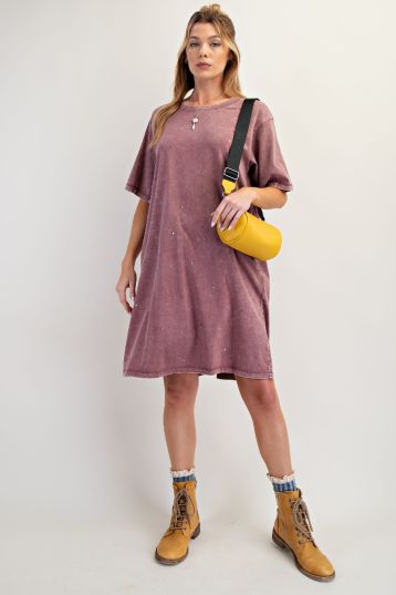 SHORT SLVS COTTON JERSEY DRESS