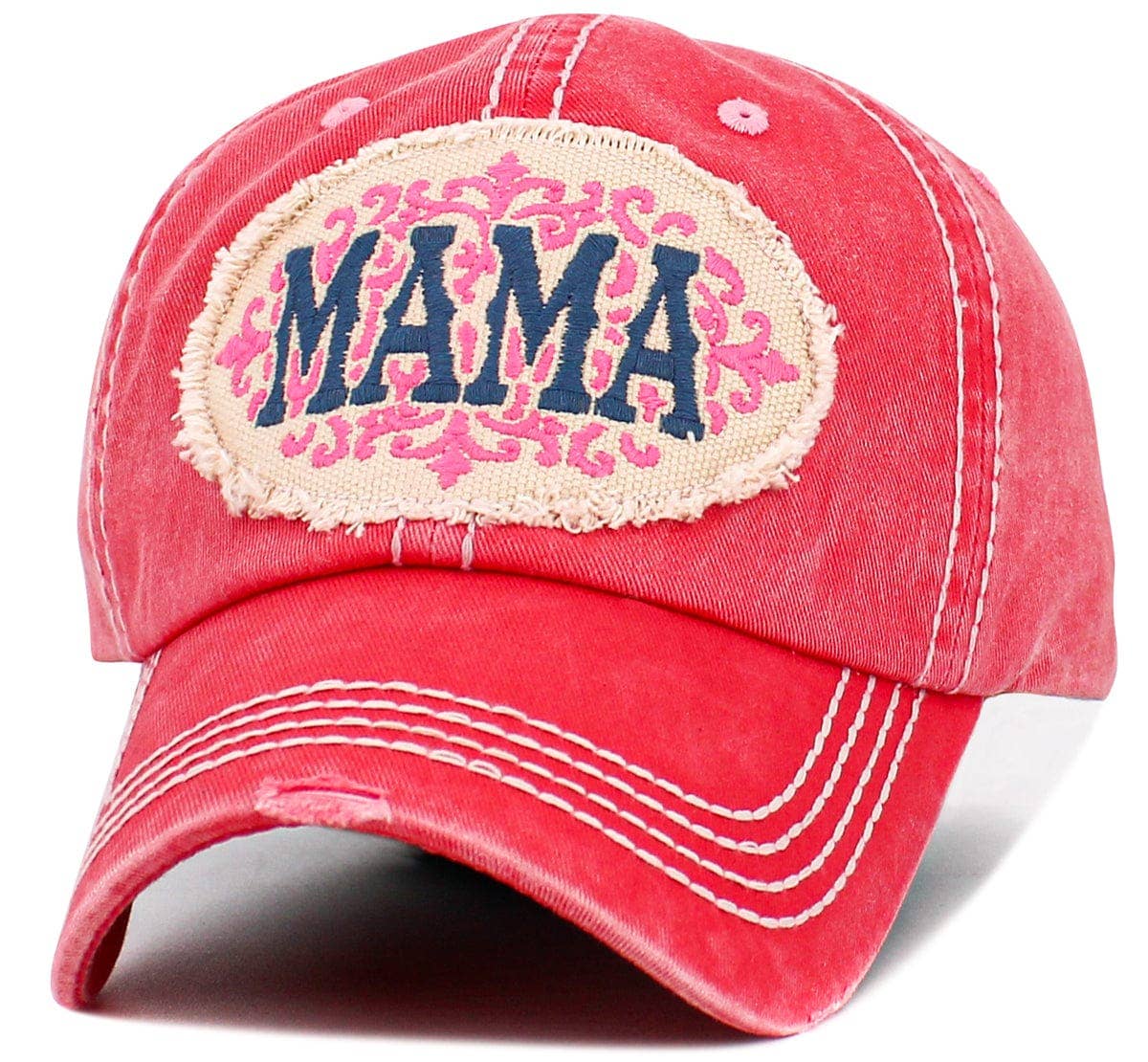 KBV1637 MAMA Vintage Baseball Cap: Hot Pink