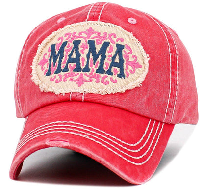 KBV1637 MAMA Vintage Baseball Cap: Hot Pink