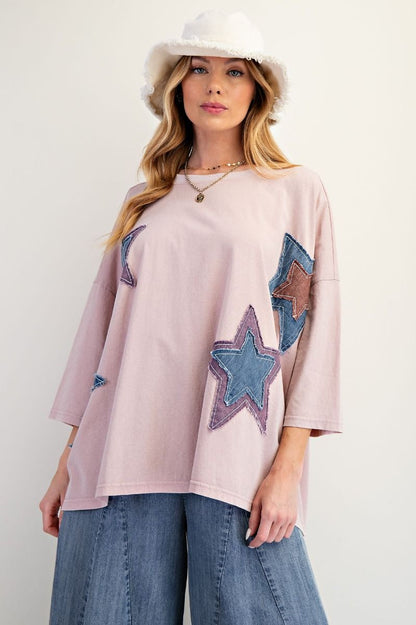 Mineral Washed Star Patch Top