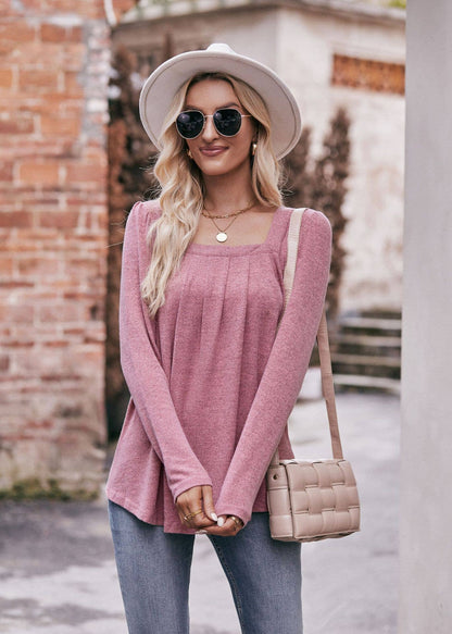 Top Square Neck Long Sleeve Charcoal / S