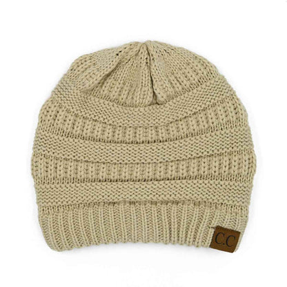 HAT20A Olivia Classic Knit Beanie: Beige