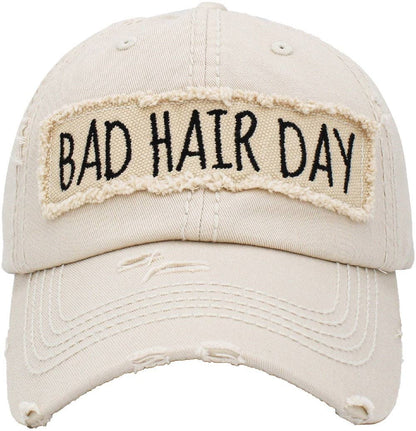 KBV1073 'BAD HAIR DAY' Distressed Cotton Cap: Camoflauge