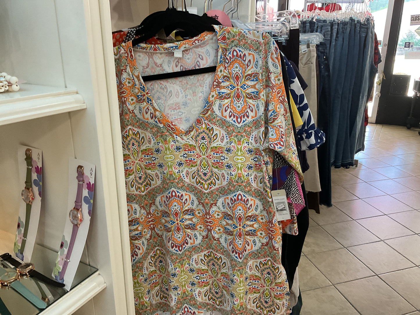 Indian Orange V-Neck Top