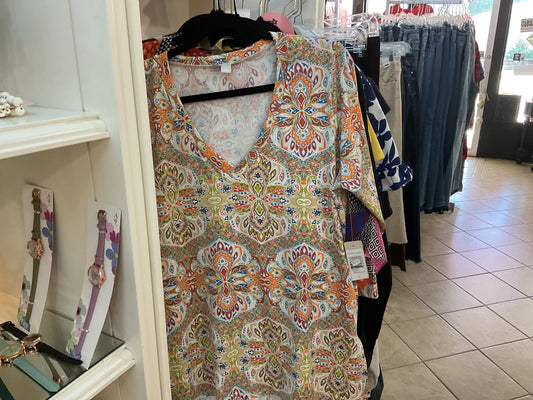 Indian Orange V-Neck Top